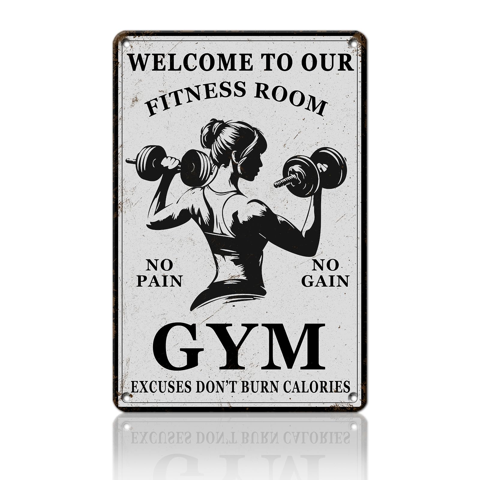 Anceky Tin Sign Welcome To Our Fitness Room Metal Sign Retro Wall Decor for Living Room Yard Porch Window Home Cafe 12×16 Inch