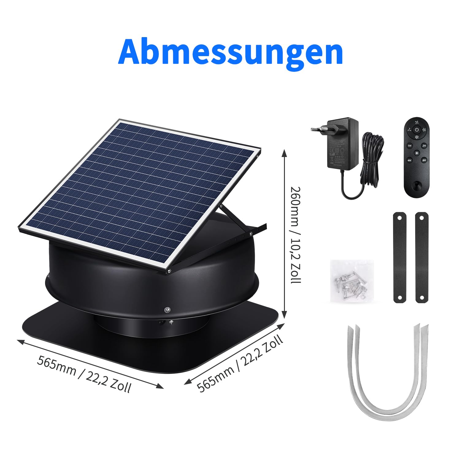 Solar Ventilator mit Fernbedienung, Wasserdichter Solar Lüfter mit Solarpanel 35W und 3M Adapter, Dachlüfter für Dachboden zur Dachentlüftung