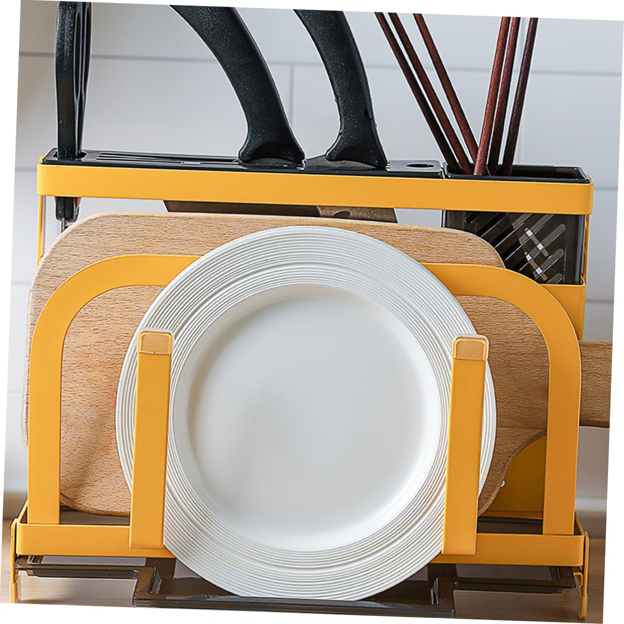 1pc Multifunction Kitchen Knife Storage Rack Silverware Organizer Cutlery Holder Organizer Cutting Board Storage Shelf