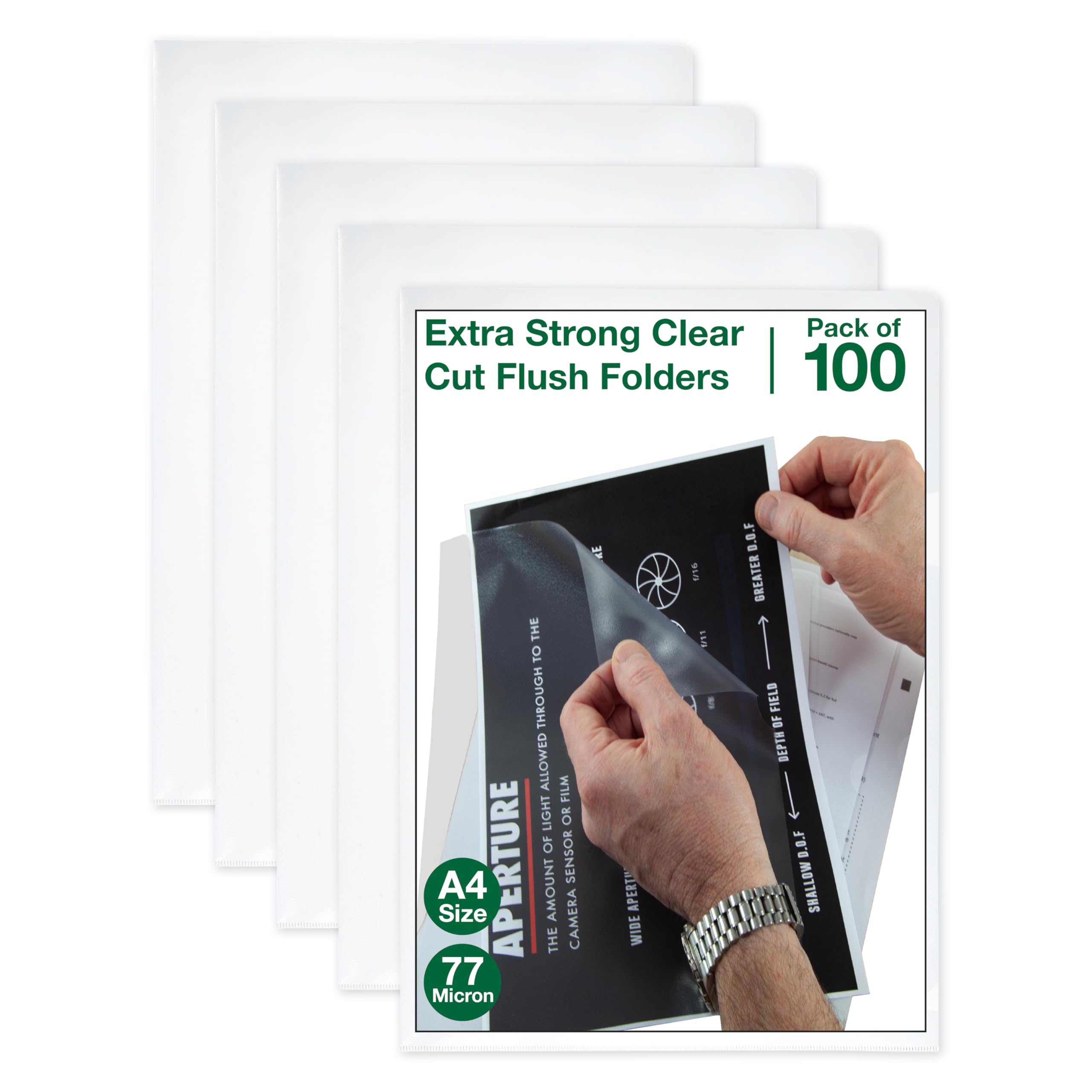 SUMMIT A4 Plastic Wallets, Strong Cut Flush Folders, Presentation Covers, Pack of 100