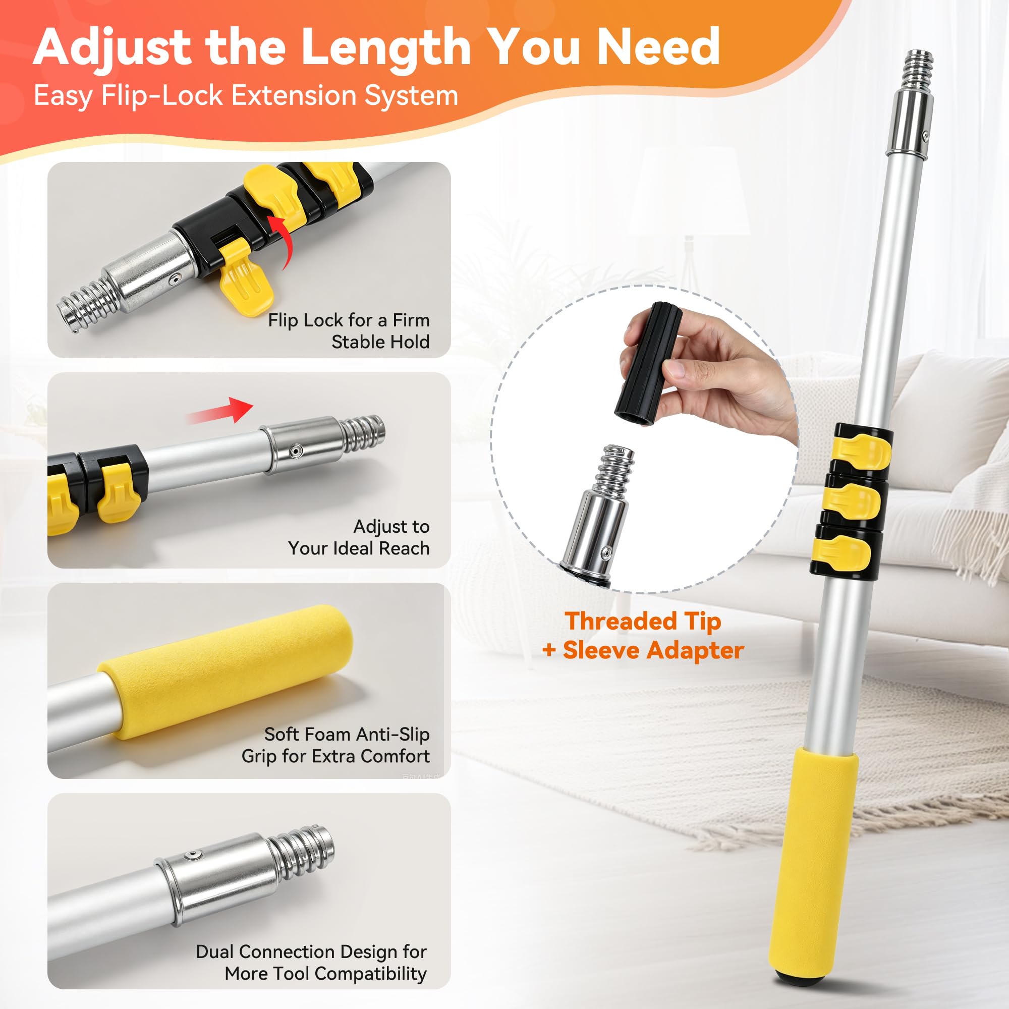 Drywall Pole Sander - Telescoping & 25 Sheets -3