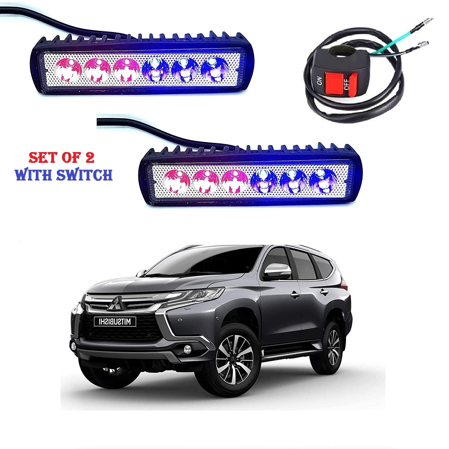 Buy Olmeo 2pc 6 LED Red Blue Light Flasher, Warning Emergency Hazard