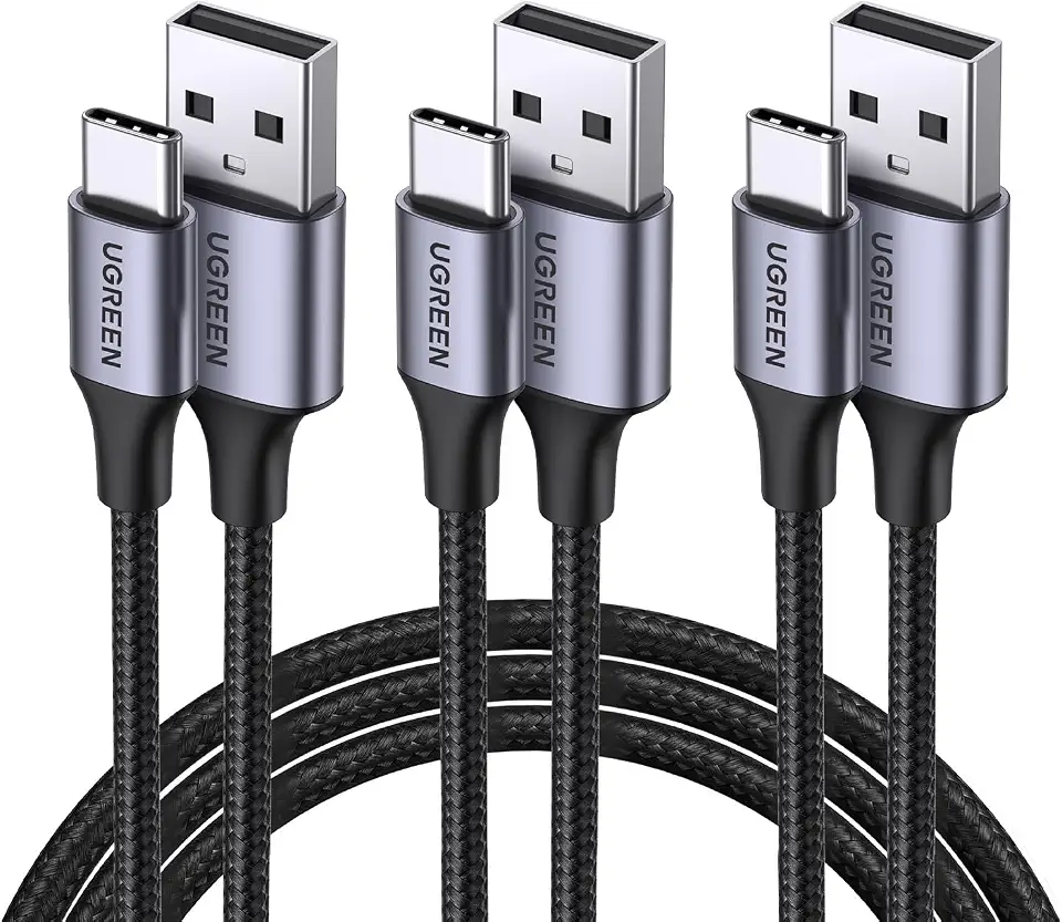 Ugreen USB A to USB C Cable [1M, 3-Pack], QC 3.0 Fast Charging, 3A Nylon Braided Data Transfer Type C Cord Compatible with iPhone 17 16 15, Galaxy S25 S24 S23, Pixel 10 9, Moto, Switch, Android Auto