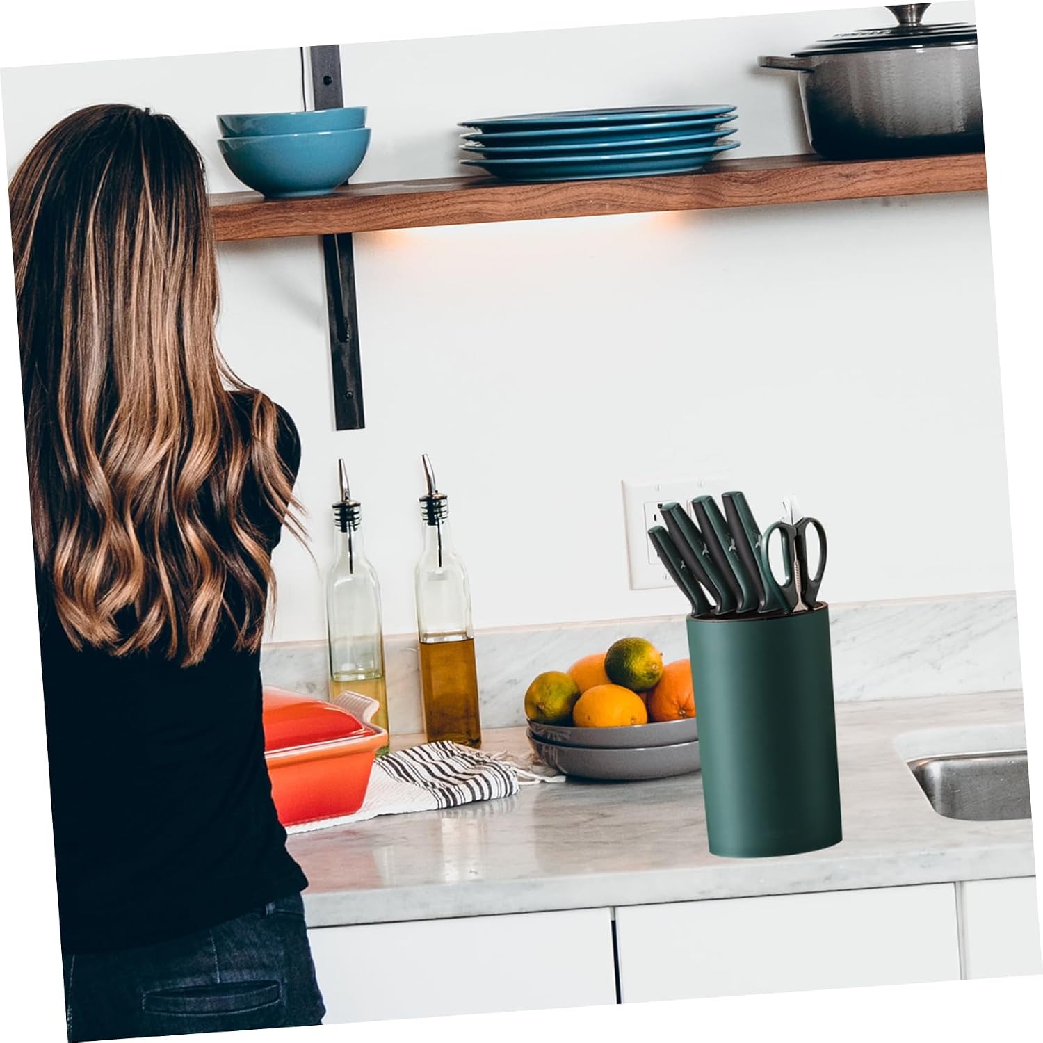 GLEAVI Knife Block Holder Multifunctional Kitchen Cutter Rack for Countertop Organization Stylish Design for Tidy Kitchen Storage Space Saving for Cutlery