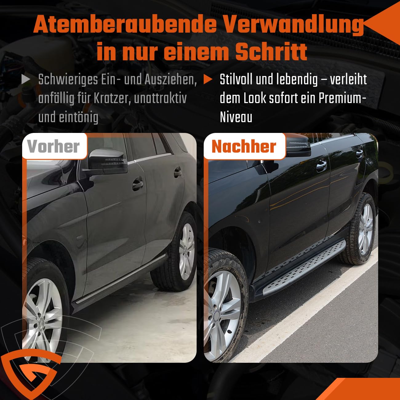 Set di pedane in alluminio per Mercedes Benz ML/GLE SUV W166 2012-2018 - Pannelli laterali battitacco, antiscivolo, accessori di alta qualità sinistra e destra