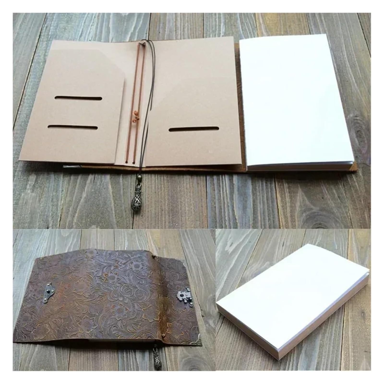 Quaderno da Scrittura Quaderno da Viaggio in Morbida Pelle con Motivo Goffrato con Lucchetto e diario con Chiave, Blocco Note, Carta for Schizzi aziendali, Articoli for la Scrittura(Brown)