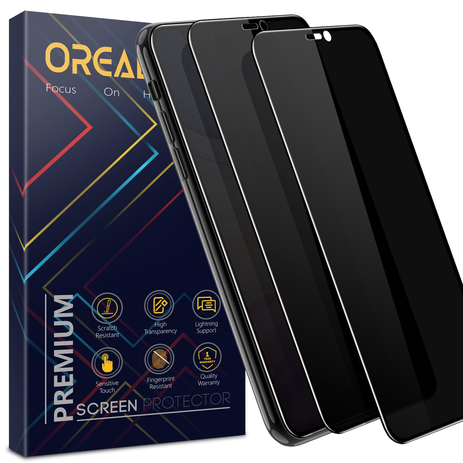 Orealgut Sichtschutz Panzer Schutz Glas für iPhone