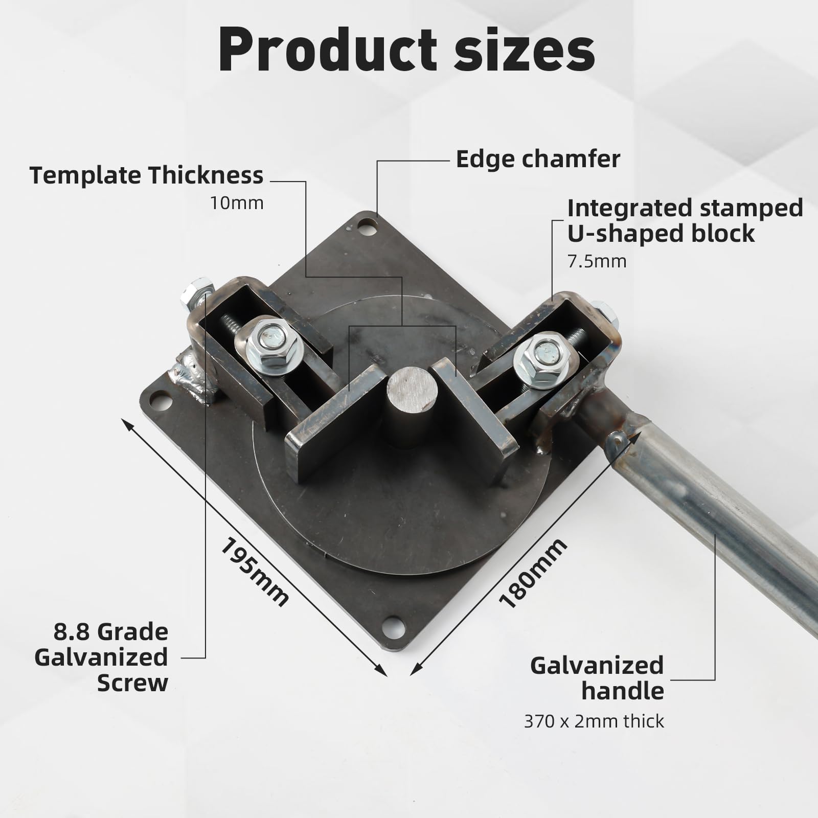 Biegemaschine FüR Eisenstangen,Bewehrungsbieger, 4-14mm Schwere Handbiegemaschine, 8.8 Zinkbeschichtet, Mit 370mm Edelstahlgriff & 195x180mm Basis FüR Industrie & Heimwerker