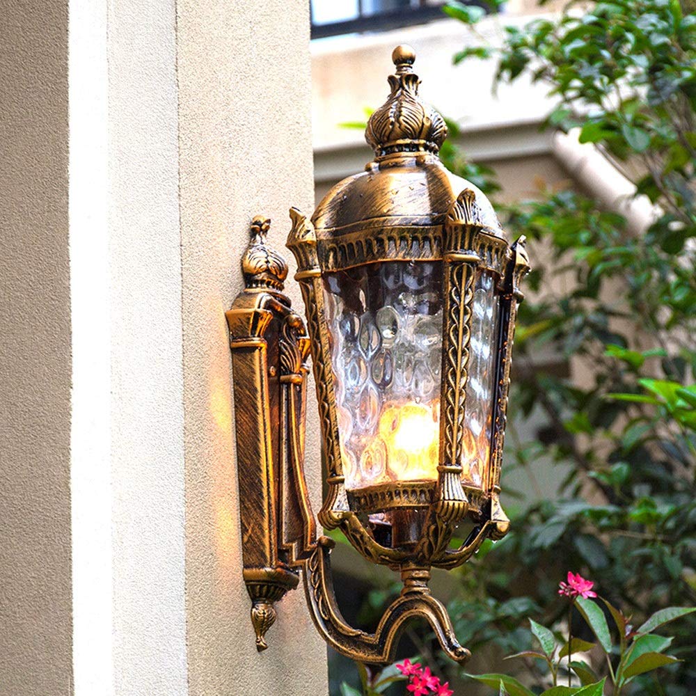 Wodoodporna lampa ścienna na zewnątrz IP55, szklana latarnia ogrodowa, ganek, wykończenie brązu, odlew aluminiowy, do domu, patio, podjazdu, stoiska, wodoodporna
