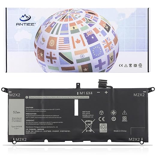 ANTIEE DXGH8 Laptop Batería para DELL XPS 13 9370 9380 7390 Inspiron 13 7390 7391 2-in-1 Inspiron 5390 5391 7490 Latitude 3301 E3301 Vostro 5390 5391 Series G8VCF H754V 0H754V P82G 7.6V 52Wh