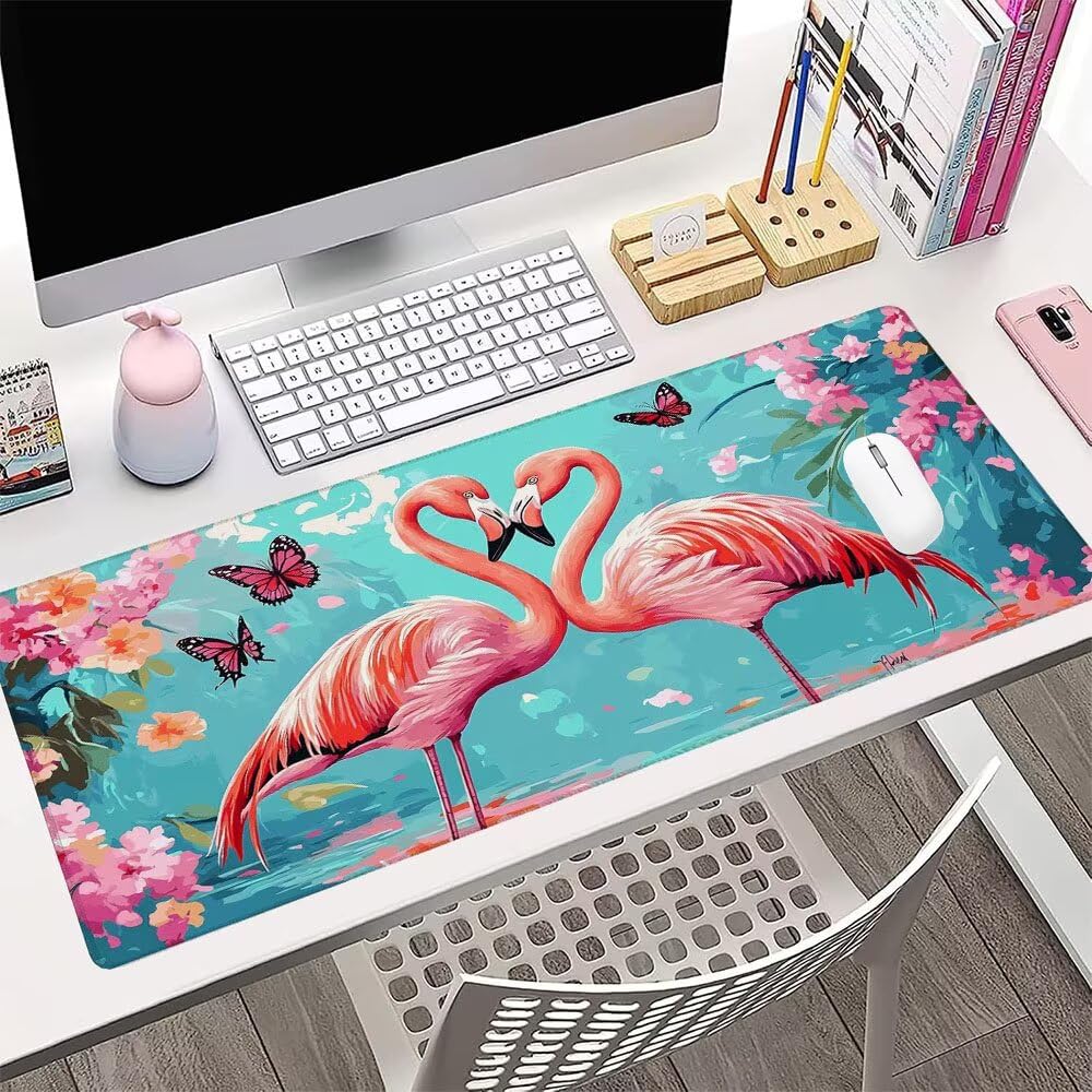 Alfombrilla de Mouse para Juegos, Blu, XXL, Antideslizante, Impermeable, Diseño de Fenicottero, Extendido, Grande, 1200x600x3mm, para PC, Laptop, Ufficio, Famiglia d-783