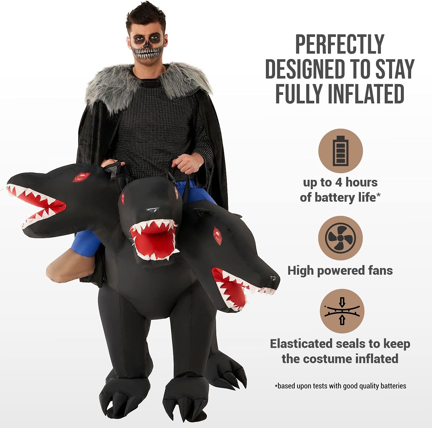 Morph Three Headed Dog Costume, Ride On Dog Costumes Adults, Inflatable Costumes Adult, Halloween Costumes for Adults - Image 4