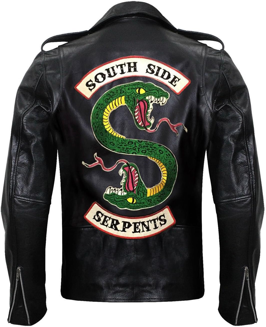 Men's Riverdale Southside Serpents Jughead Black Classic Snake Logo Design Motorcycle Leather Biker Jacket