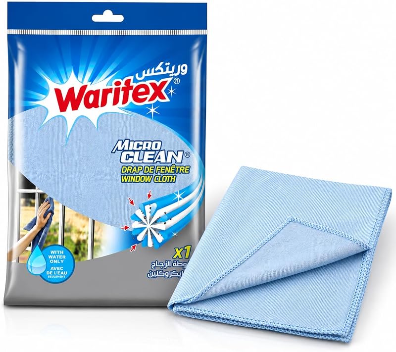 Waritex Microfiber Glass Cleaning Towel – Ultra Absorbent & Streak-Free Cleaning – Blue – Ideal for Mirrors, Windows & Glass Surfaces
