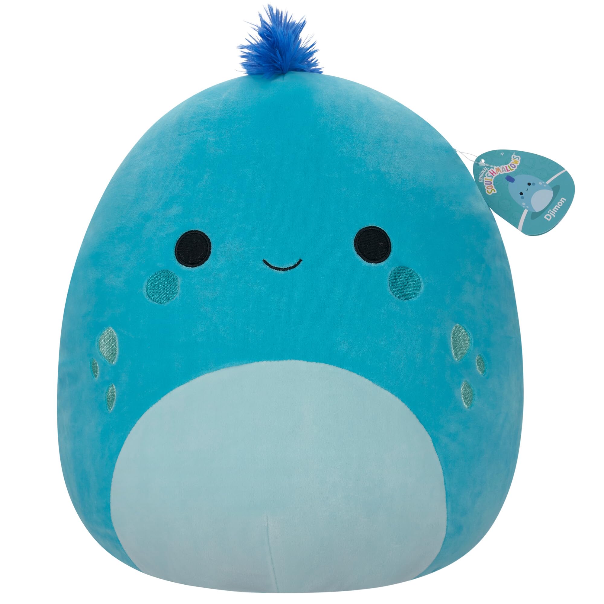 Squishmallows SQCR05475 16-Inch-Djimon The Cyan Iguana with Blue Hair, Multicolour