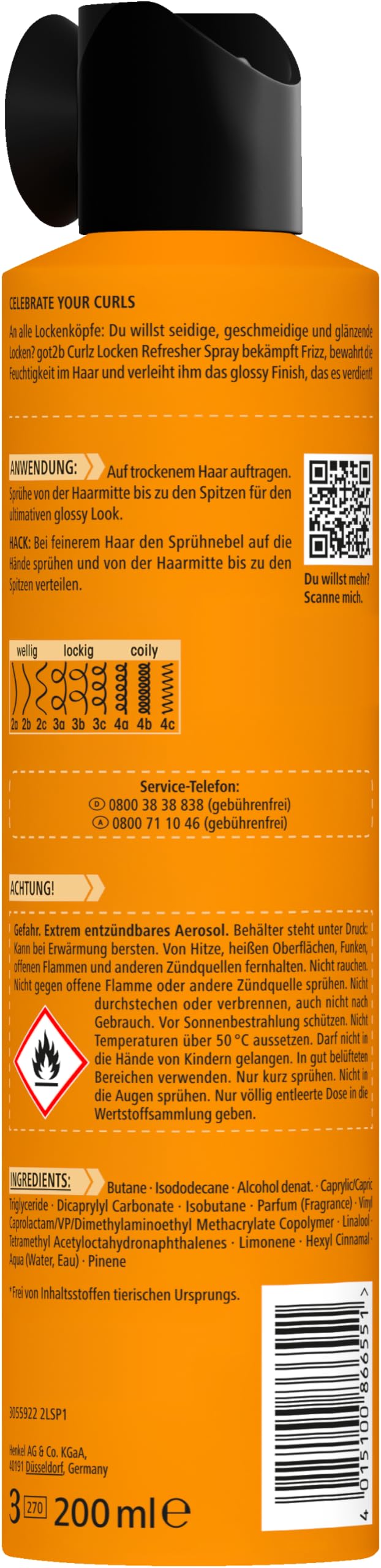 Got2b Curlz Locken Refresher Spray (6x200 ml), Lockenspray für natürlich welliges, lockiges & coily Haar, Styling für geschmeidig-glänzende Locken, silikonfrei | Für natürlich welliges, lockiges & coily Haar, Geschmeidig-glänzende Locken, Silikonfrei