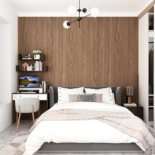 Miniatura 9 de Papel de contacto de grano de madera de nogal para encimeras de armarios de 16 x 78 pulgadas, papel tapiz de madera para despegar y pegar,