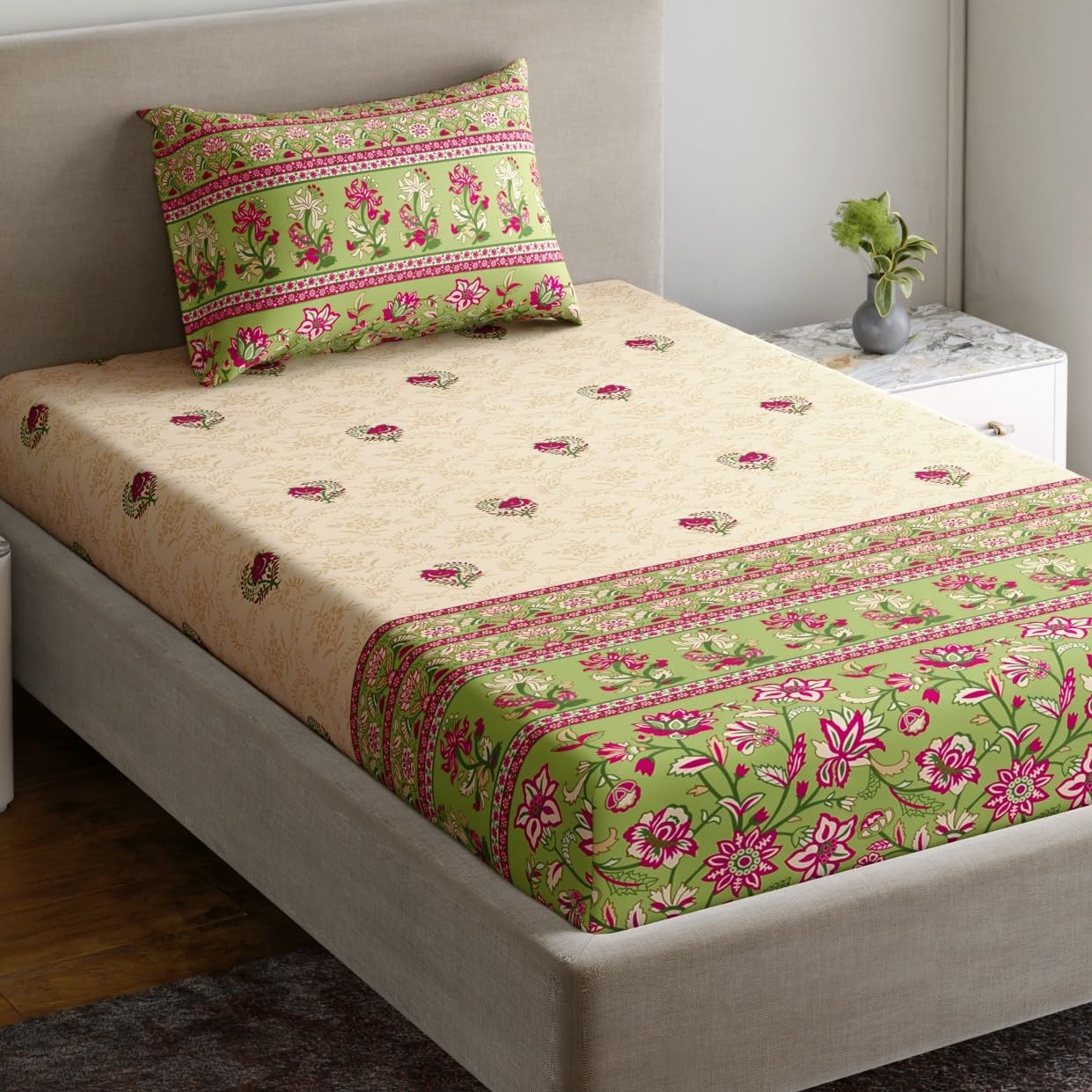 Home Ecstasy 100% Cotton Single Bedsheet Set -11