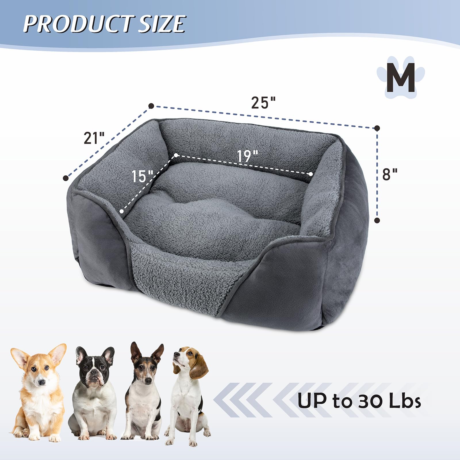 MIXJOY Dog Bed Medium, Super Soft Rectangle Orthopedic Pet Bed with Anti-Slip Base, Anti-Anxiety - Image 4