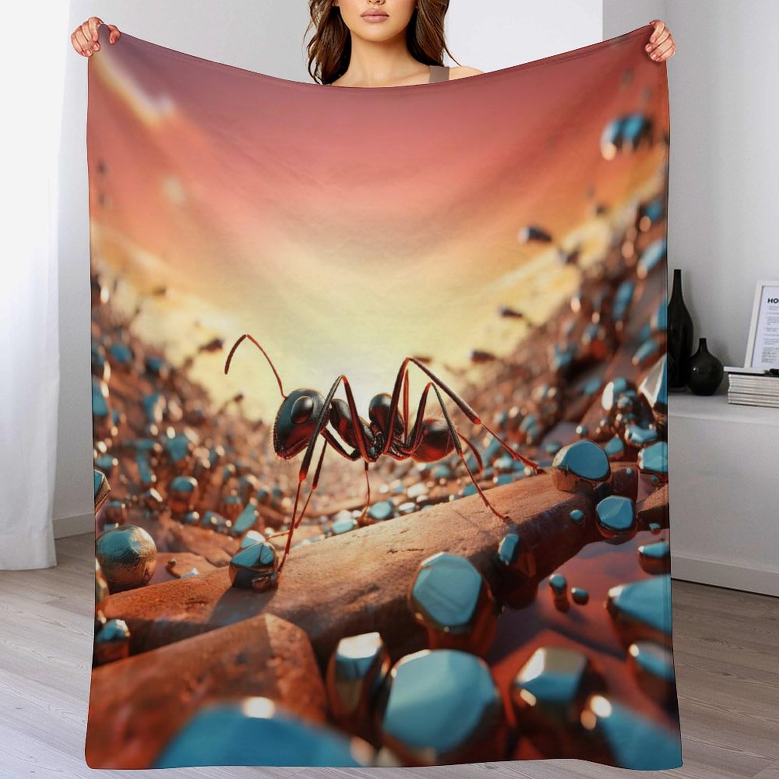 Manta de franela con patrón 3D elegante y textura suave premium