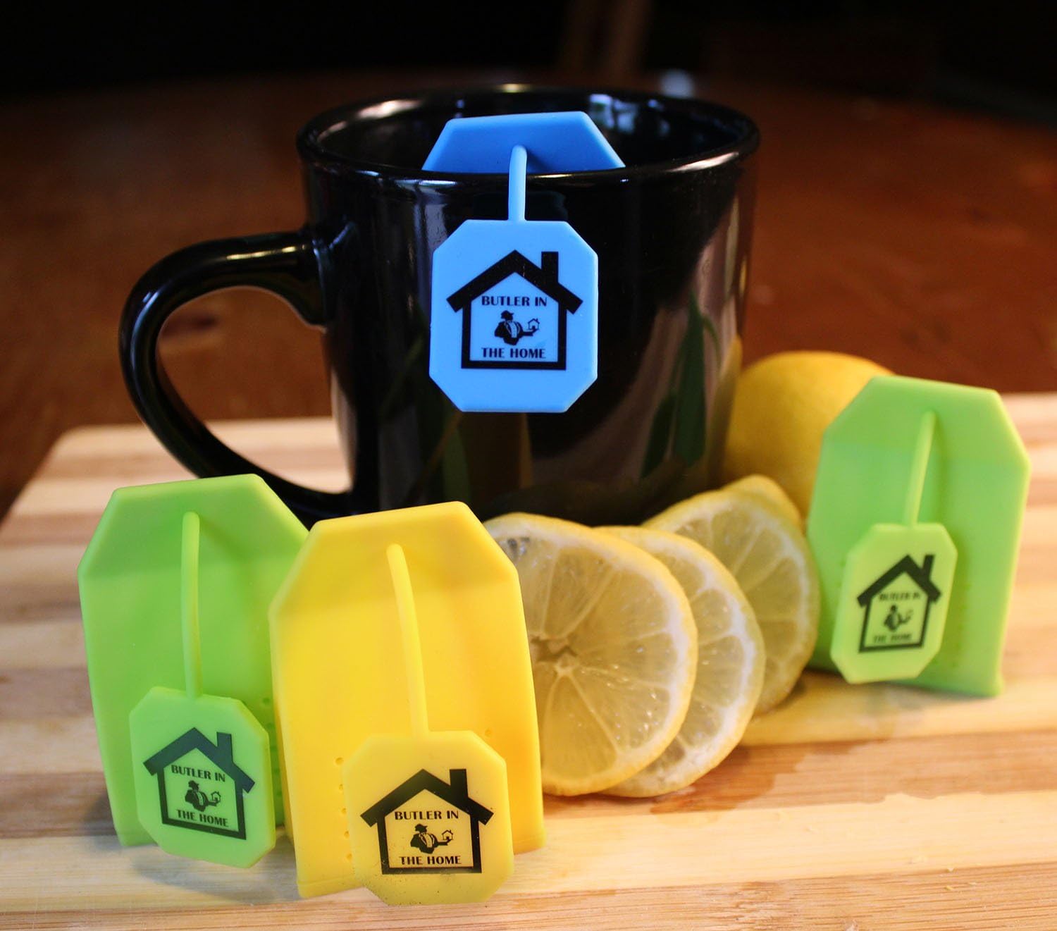Tea Infuser 4 Pack Butler in the Home® Silicone Tea Bag Water Infusers Strainer Loose Herbal Tea Leaf Filter in Blue Green and Yellow