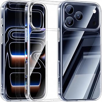URUCHI Crystal Clear Şeffaf Kılıf, iPhone 17 Pro Max ile Uyumlu, Darbelere Dayanıklı Sert PC Arka Yüzey, Kaymaz Tutuş, Kamera Korumalı, İnce ve Hafif Tasarım, Sararma Karşıtı (Şeffaf)