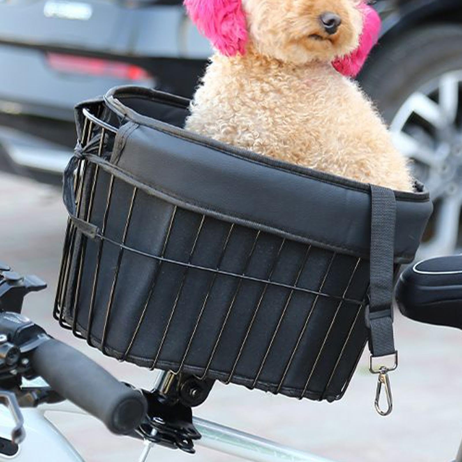 Fahrradkorb für Hunde - Fahrradkorb für Hunde - Fahrradkorb vorne aus Metall + PU | Gatito Road Bike Trip trägt Welpenzubehör