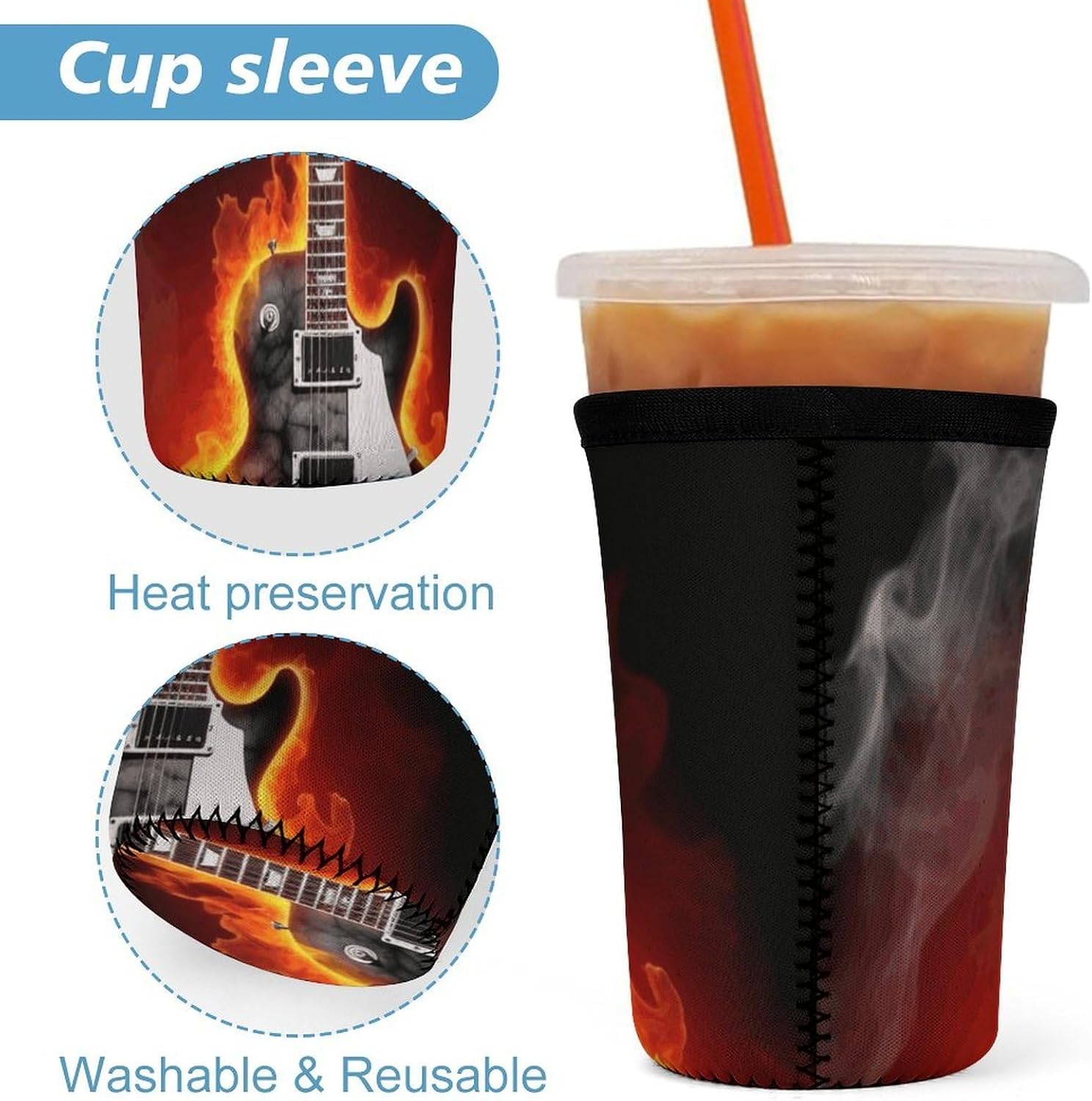 3 Pack Neoprene Cup Sleeves, Stretchy Reusable Drink Cup Cover Universal