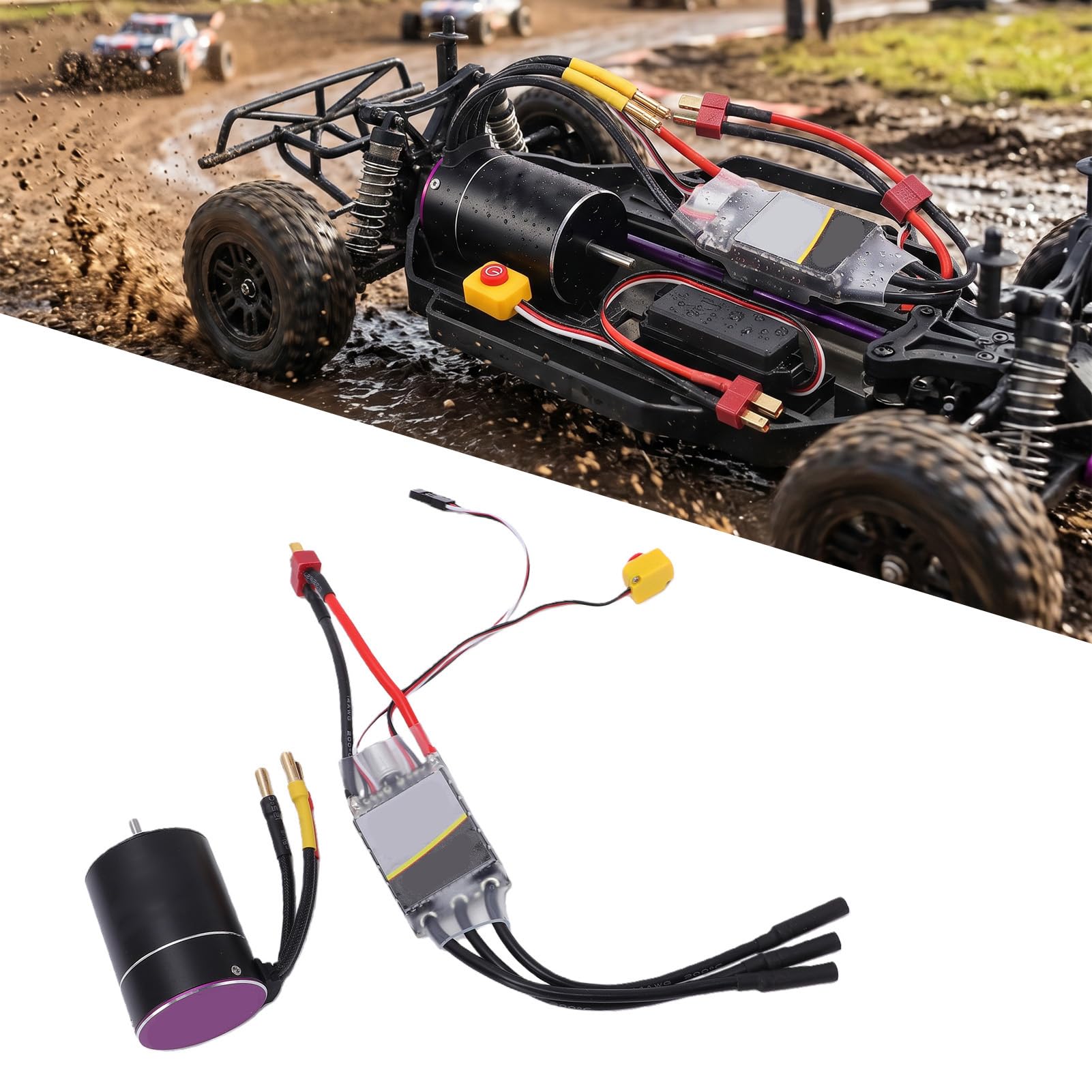 Dilwe Set Combinato ESC Motore RC, Motore Brushless 5300KV 3650 con ESC 75A per Parti di Aggiornamento per Barche per Auto 1/10 1/8 RC