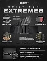 Vista 6 de CQR - cinturón táctico, cinturón resistente, estilo militar, correa de nailon, hebilla de liberación rápida. Paquete de 2 Dura Nylon Negro/Negro