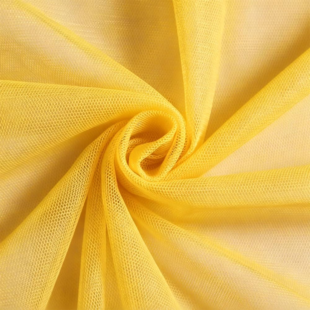 Leliafleury Tulle Mesh Fabric, 160cmx1M Polyester Net Mesh Material, Bridal Veil Netting Fabric for Hat Headdress Veil Making, Yellow