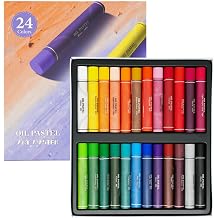 Oil Pastels Set, Soft Round Oil Pastel Crayons for Students & Artists, Drawing, Sketching, Blending & School Art Supplies 24 Colors