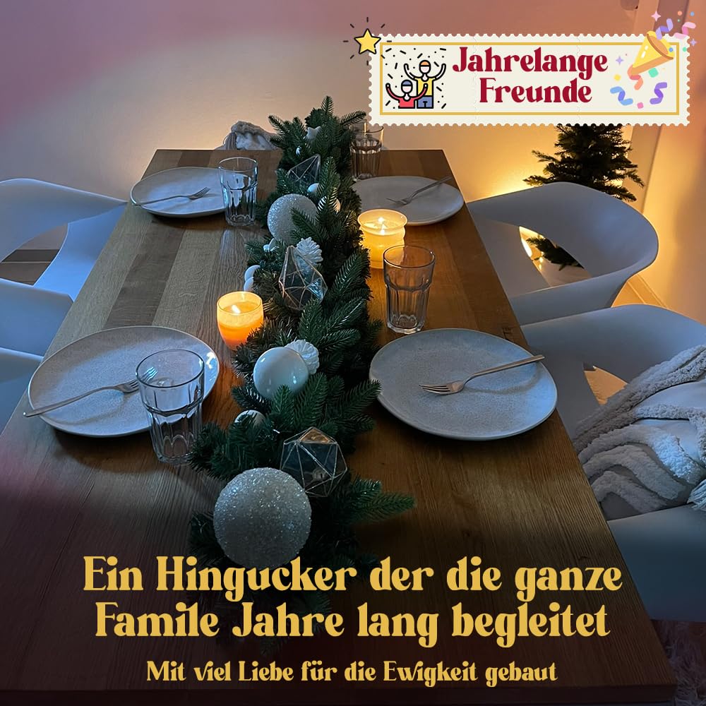 Weihnachtsgirlande künstlich 150 cm I Naturgetreue Nachbildung mit Spritzguss Elementen, Weihnachtsdekoration für Innen, Draußen + Eingangstür Halterung I ohne Deko (Grün, 270 cm)