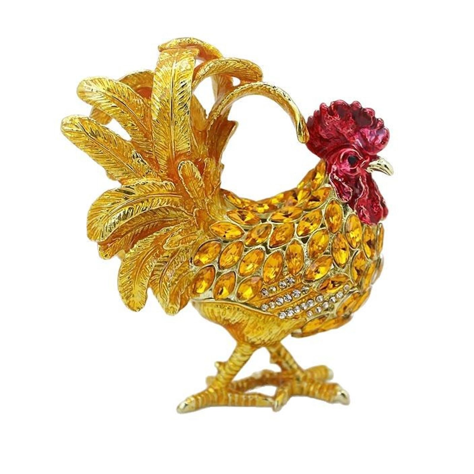 Rooster Decor Trinket Box, Alloy Jewelry Holder with Jewel Look Finish for Dresser Top Organization and Display Rooster Trinket Box Jewelry Holder Tabletop Organizer Small Storage Dresser Decor Vanity