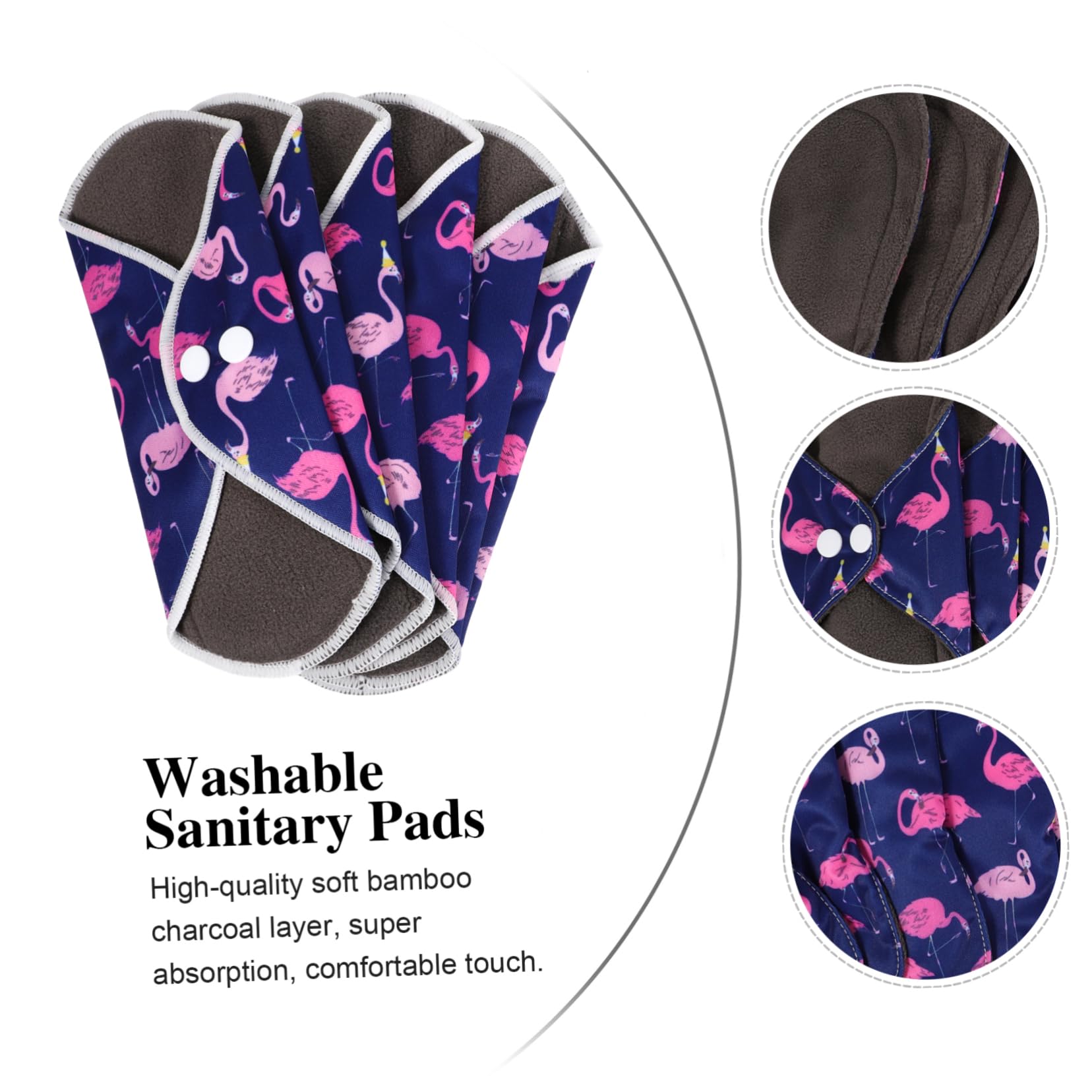 Amosfun 3sätze Wiederverwendbare Bambuskohle Menstruationsbinden Mit Tasche Teilig Waschbar Antiallergisch Super Saugfähig Für Reisen Sport Und Alltag