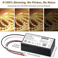 Vista 2 de Controlador LED regulable de 12 V, transformador LED Triac ELV/MLV de 60 W compatible con interruptores Lutron y Leviton, fuente de alimentación LED