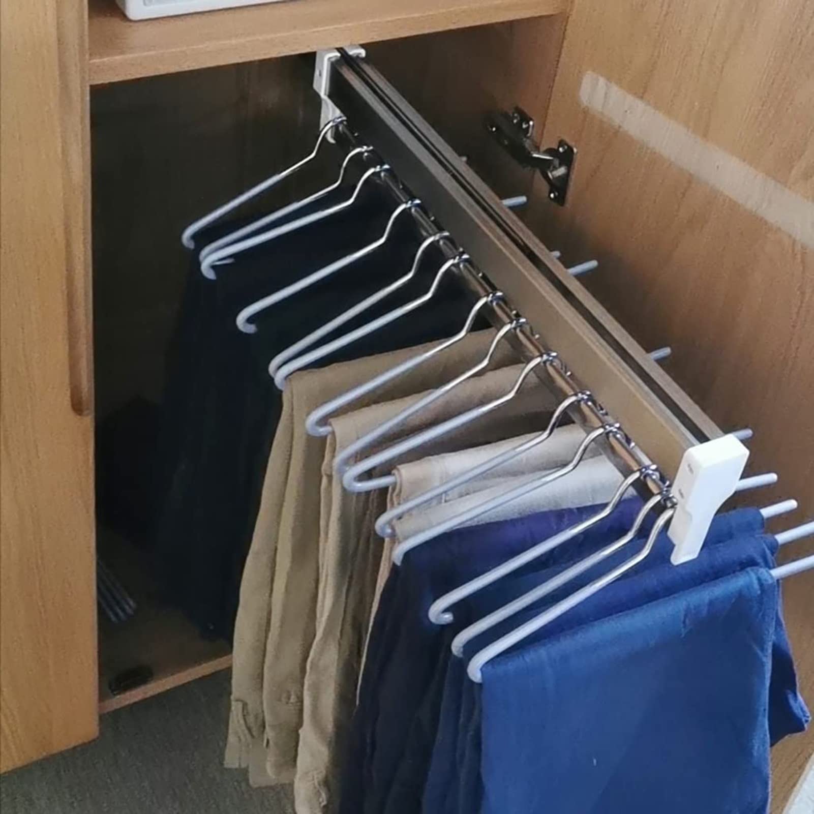 WMYYZYQ Extendable Sliding Wardrobe Closet Rod - Adjustable 30-80cm Pull-Out Clothes Rail & Organizer Rack for Coats, Pants, 25kg Capacity, Perfect Closet Han,600MM/23.6INCH