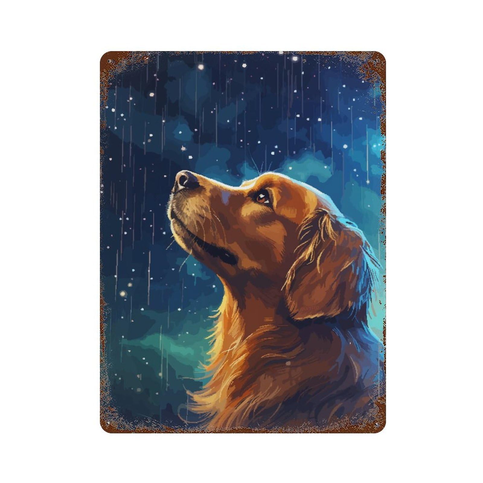 Pixel Art Golden Retriever Vintage Metal Tin Sign 15.7"x11.8", Ideal for Cafe, Home Bar And Lounge Decor