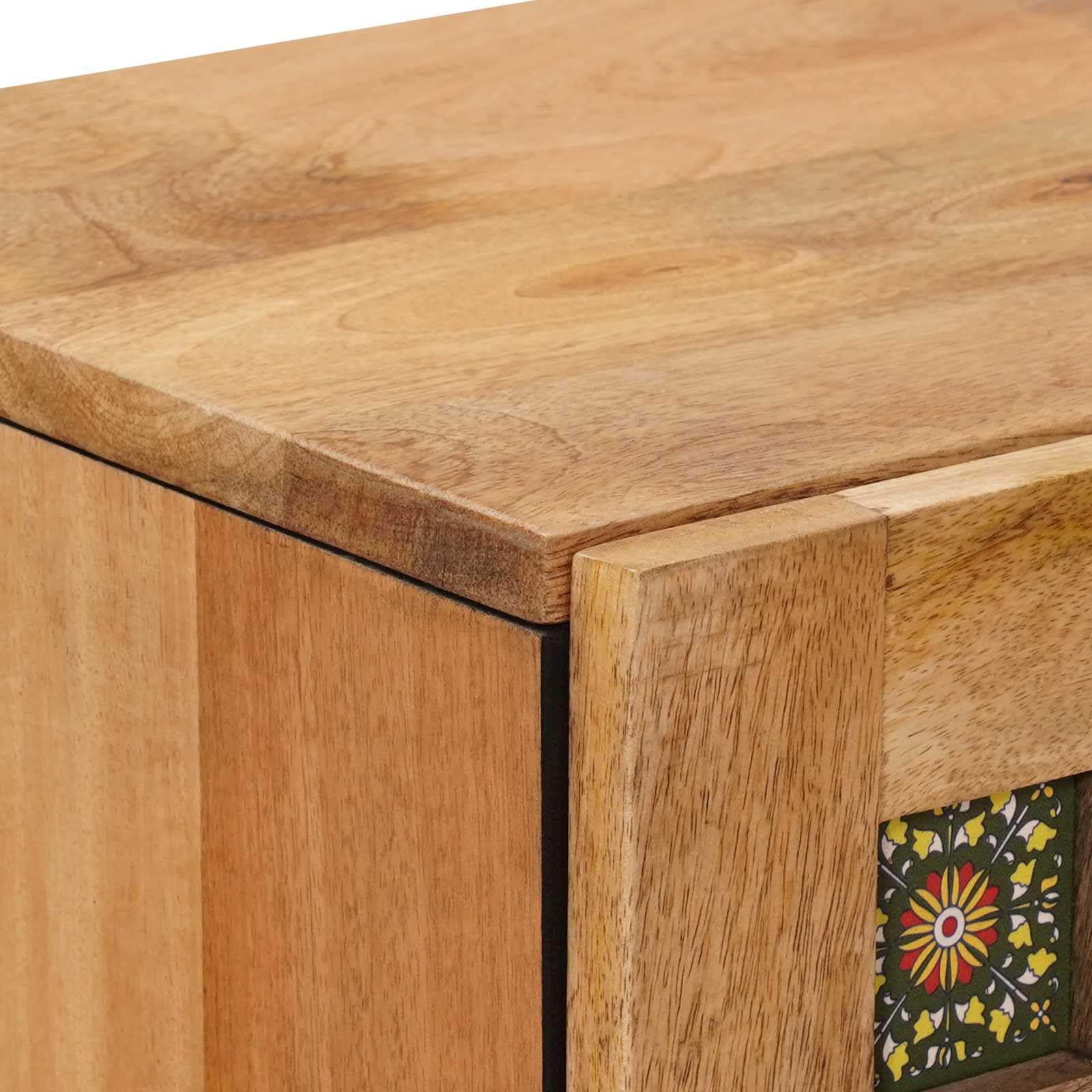 vidaXL Haut Armoire Naturel 40 x 33 x 110 cm Bois de Mangue Massif, Buffet Moderne élégant, Rangement Pratique pour Une Salle à Manger stylée, Un Espace Bien organisé