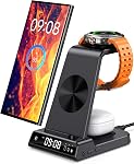 Chargeur sans fil pour Samsung, 3 en 1 Station de recharge sans fil pour Samsung Galaxy S26 Ultra/S26+/S26)/S25-S21/Note 20/Z Flip 7/Fold 7, Chargeur pour Samsung Galaxy Watch Ultra/8/7/6, Les copains de Galaxy 4 Pro/3