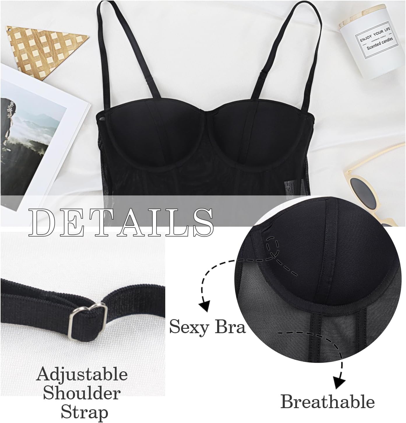 Women's Waist Cinched Mesh Dress Spaghetti Straps Built - in Lingerie Bodycon Dresses Club Party Long Dresses - Image 4