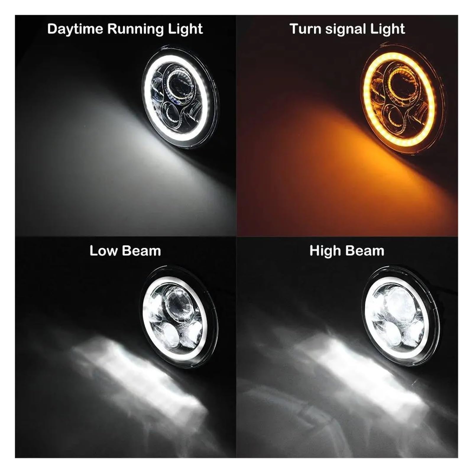 2個7 LED DRLヘッドライト4 × 4 7インチラウンドハローヘッドライトジープJK VAZ 2121 LADA NIVA 7 LEDヘッドランプアンバー信号 7インチ ラウンド LED ヘッドライト ヘイローヘッドライト付き