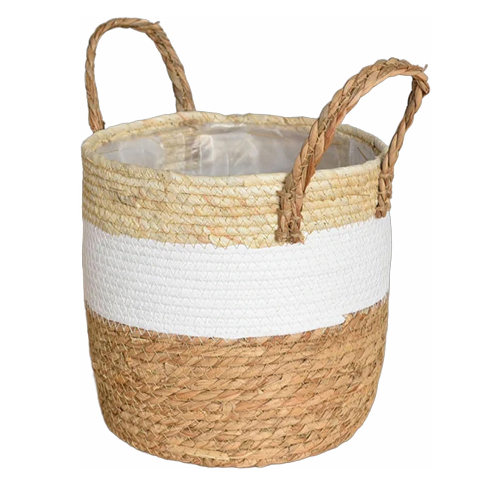 HZGFNBZ Grass Woven Flowerpot Ornament, Handwoven Seaweeds Floor Indoor Outdoor Storage Basket Potted Plant Container Grass Flowerpot