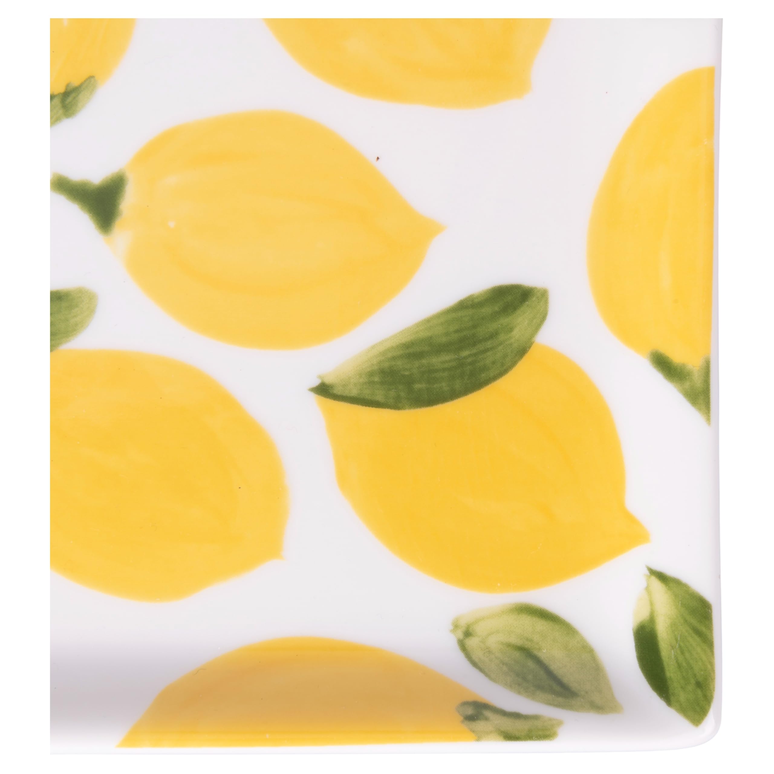Lot de 4 assiettes rectangulaires en porcelaine 31,6 x 16,8 cm, citrons, Fruit Life