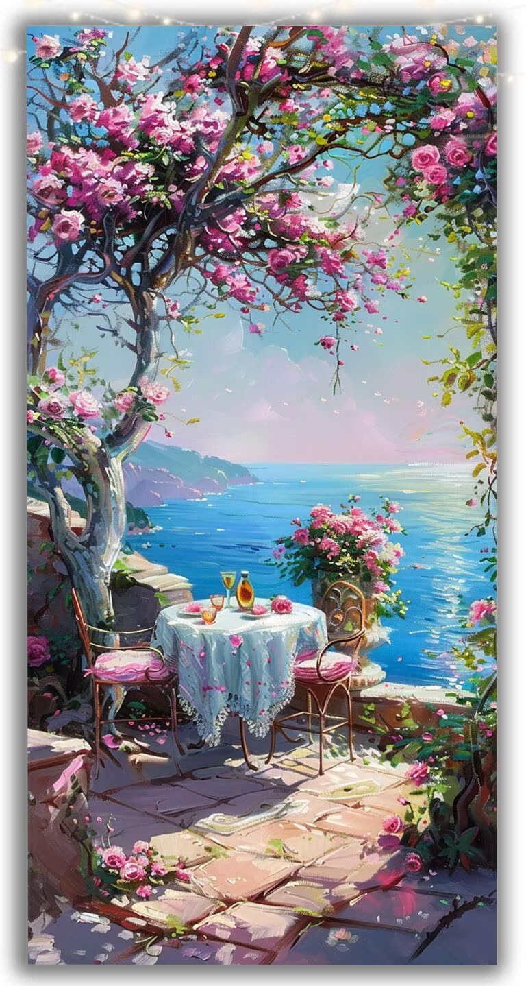 Obraz diamentowy 5D, stół do jadalni 100 x 200 cm, panorama – zestaw do malowania diamentami dla dorosłych, XXL, pełny obraz z okrągłymi kamieniami, "zrób to sam", haft krzyżykowy, sztuka ścienna