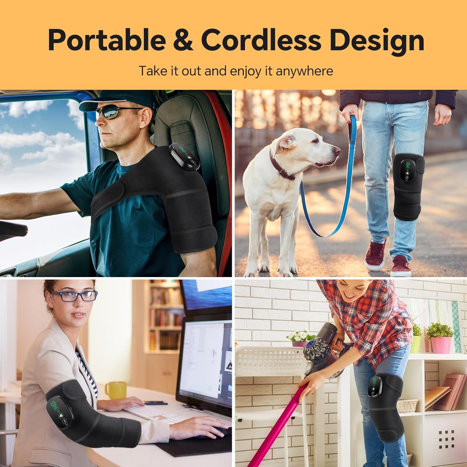 Cordless Knee Massager, FSA Eligible Items, Knee Heating Pad for Pain Relief, Arthritis, Joint Support - Heated Knee Brace for Elbow Shoulder, HSA Approved Products Only - Image 4