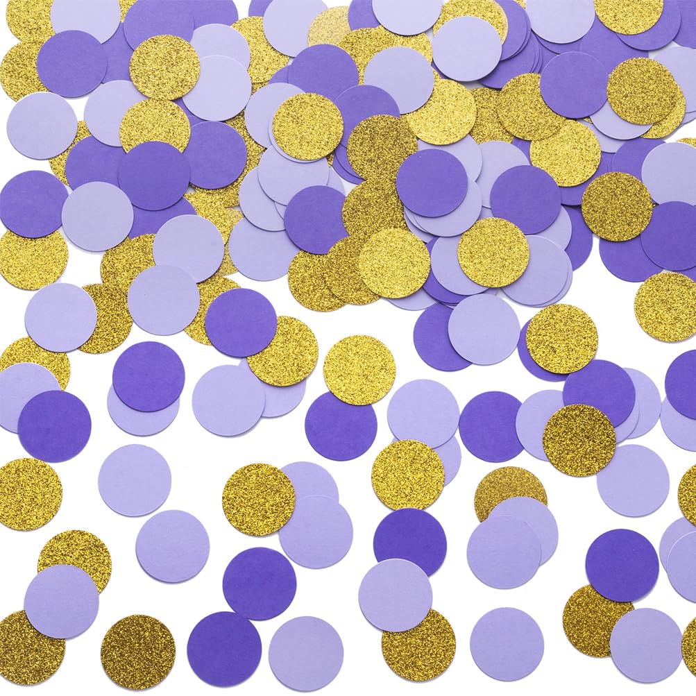 MOWO Gold Purple and Lavender Confetti Table Decoration, 1.2'', 200pc