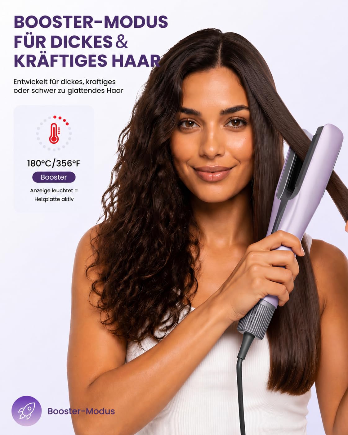 HITTIONA Air Haarglätter Föhn 3-in-1, Nass-zu-Trocken Glätteisen | 110.000 U/min, Ionen Air Glätteisen, Haare Schnell Föhnen und Glätten, mit Föhndüse und Volumenbürste, max. 180 °C