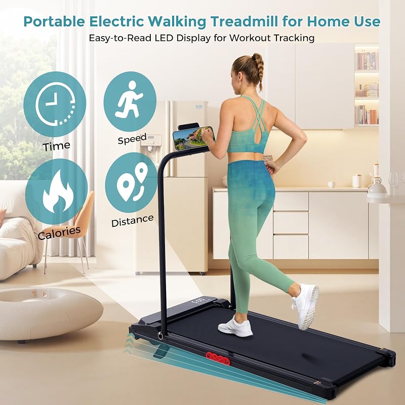 OKAYFOX Portable Walking Pad Treadmill with Incline and Handles for Home image 3