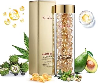 Generic Cic Tiv Hair Serum with Keratin & Castor Oil - Specializes in Repairing Damaged Hair - Deeply Hydrates, Leave Hair Soft & Shiny - Hair Heat protection - No Rinse - 51 Pieces, Gold